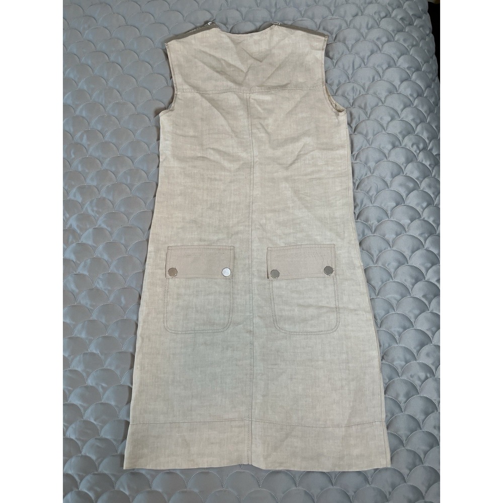 JOSEPH linen Jackson Cargo Shift Dress Sz 36 US Sz 6 Khaki Color With Pockets - Picture 7 of 11